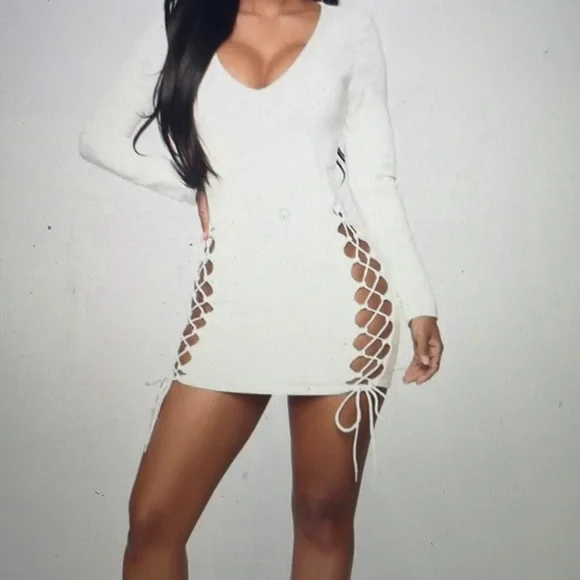 chinese dress ladies Cognac Faux Suede Front Lace Up Mini Dress main image 1